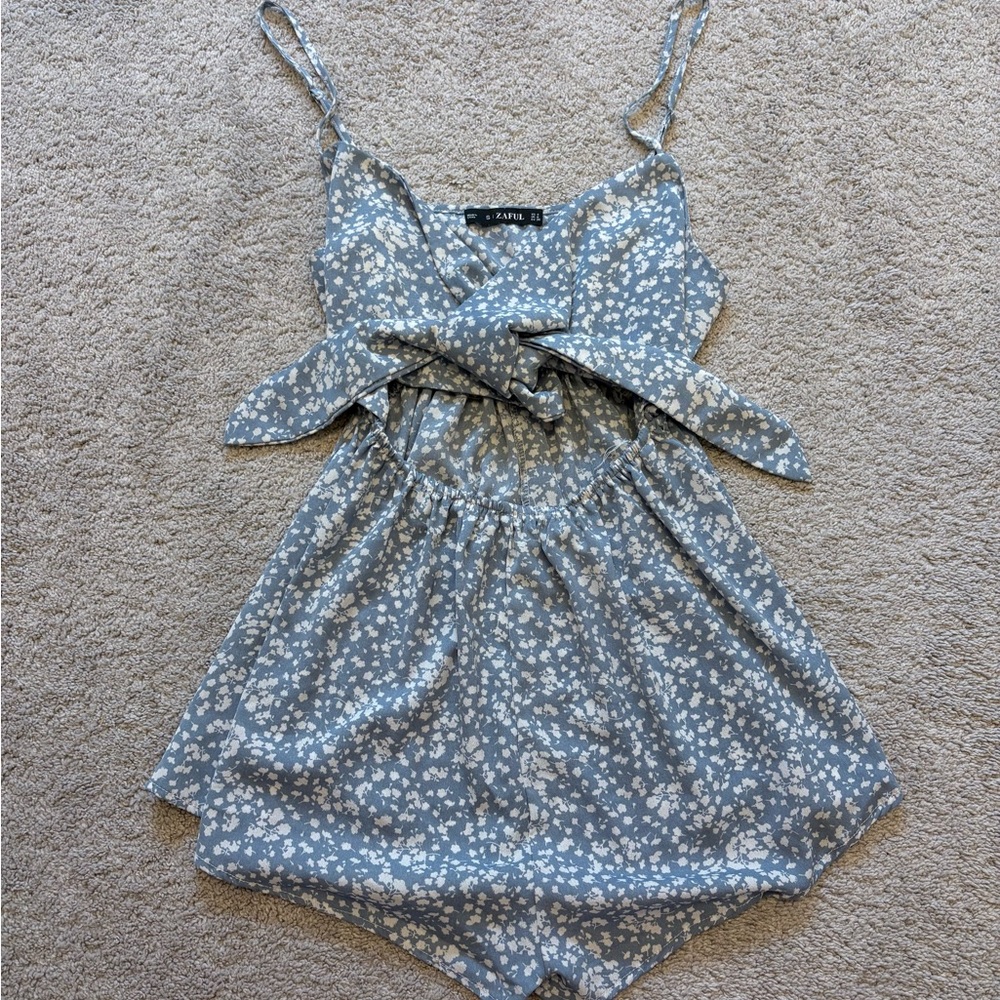 Zaful Blue and White Patterned Dress